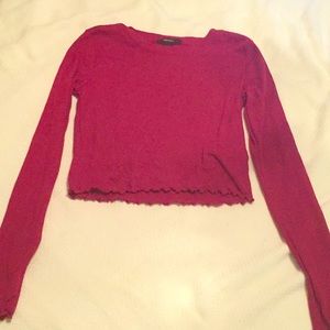 Red long sleeved crop top